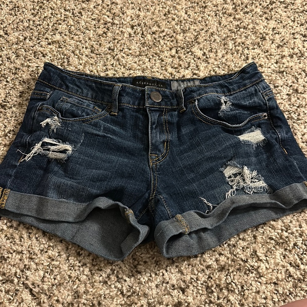 Aeropostale Midi Rise Denim Shorts